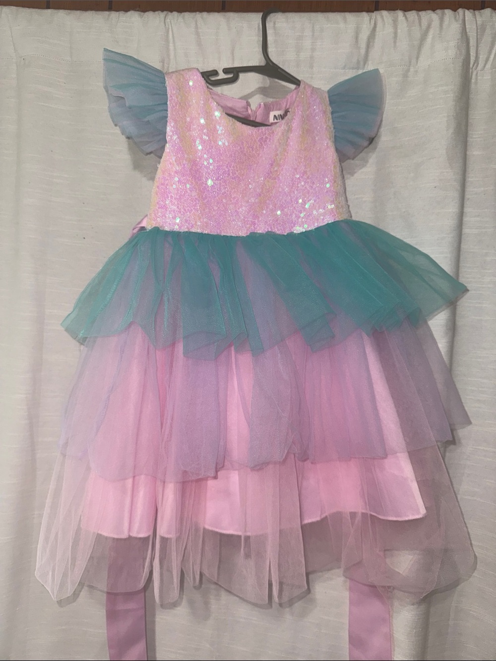 Kids Sparkle Tulle Party Dress - Pink & Teal
